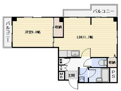 ブランドールMOTOKI(1LDK/2階)の間取り写真