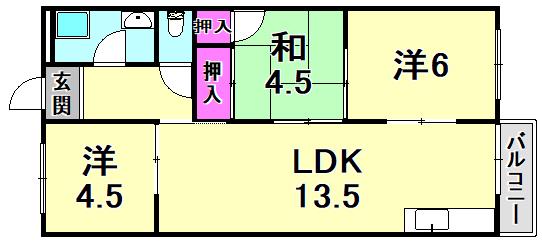 コンコード甲子園(3LDK/4階)の間取り写真