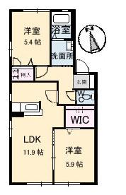 ノーブル田の上(2LDK/1階)の間取り写真