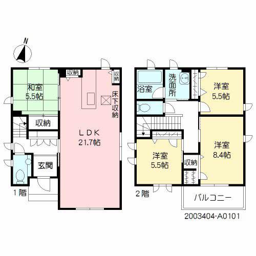 セルディーナ室見 A棟(4LDK/1階)の間取り写真