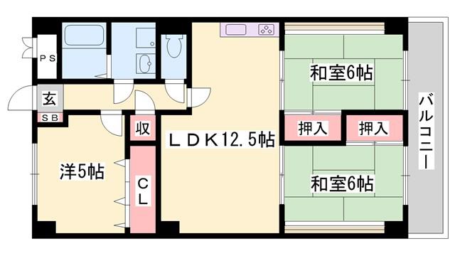 メゾン花北(3LDK/3階)の間取り写真