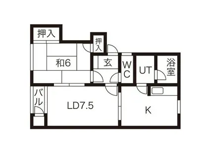 ユリハイツB棟(2DK/1階)の間取り写真