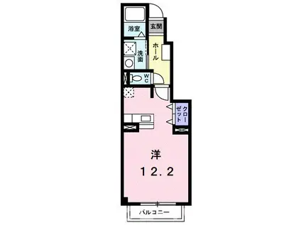 シャン・ミリューIID(ワンルーム/1階)の間取り写真