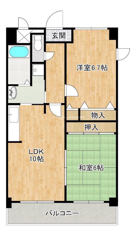 七道駅前マンション(2LDK/8階)の間取り写真