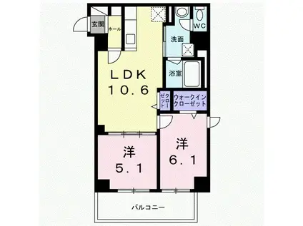 九条3丁目マンション(2LDK/6階)の間取り写真