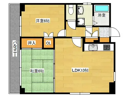 ダイアパレス東白島(2LDK/6階)の間取り写真