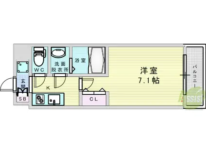 ウインズコート新大阪2(1K/8階)の間取り写真