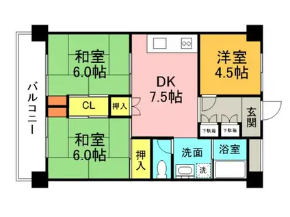 グランドハイツ山根(3DK/5階)の間取り写真