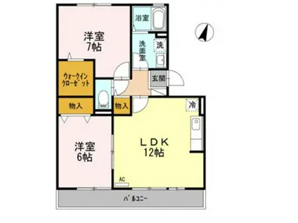 クレール友松(2LDK/2階)の間取り写真