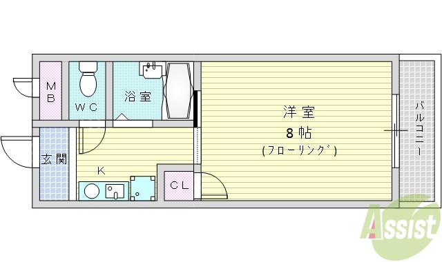 エムハイツ(1K/2階)の間取り写真
