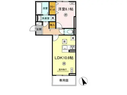 シエル原田(1LDK/1階)の間取り写真