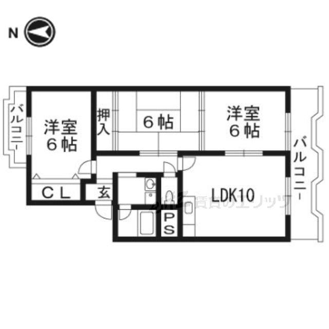 メゾン辻(3LDK/4階)の間取り写真