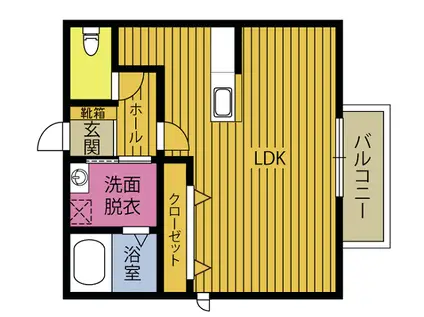 ヴィラコスモス(ワンルーム/2階)の間取り写真