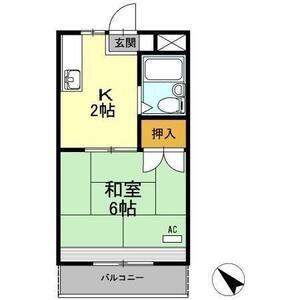 レイクグリーン三好 B棟(1K/2階)の間取り写真