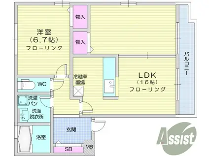 パークアベニューⅠ(1LDK/2階)の間取り写真