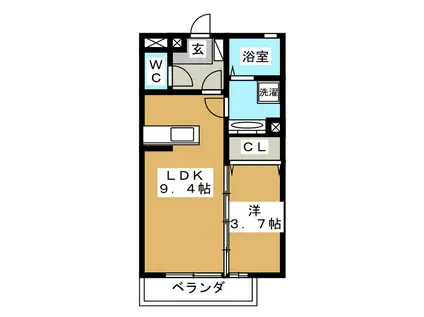 BRICK HOUSE(1LDK/1階)の間取り写真