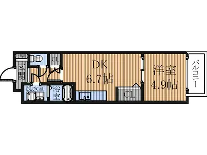 リバーライズ本町橋(1DK/9階)の間取り写真