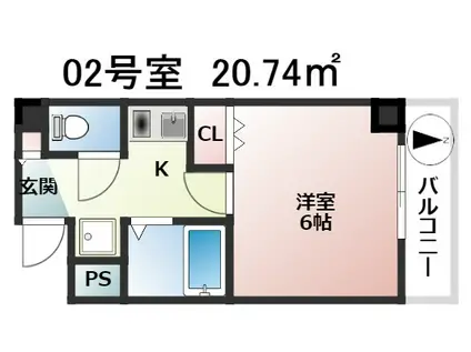 GCOURTZEN(1K/2階)の間取り写真