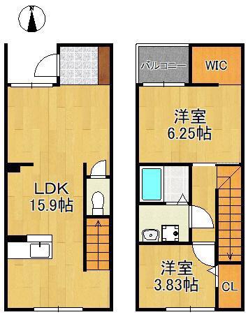 N-TERRACE黄金町(2LDK/1階)の間取り写真