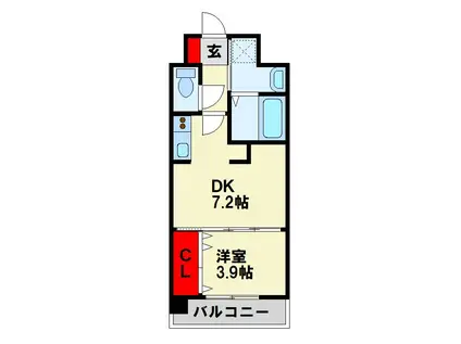 コンダクトレジデンスSANGAMORI(1DK/4階)の間取り写真