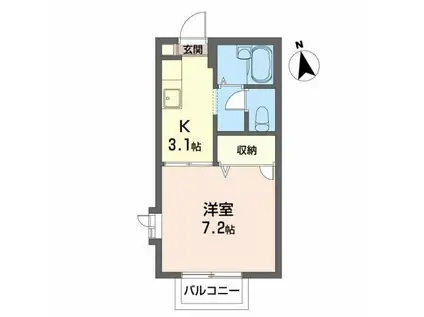 ぱすてるはうすR(1K/2階)の間取り写真