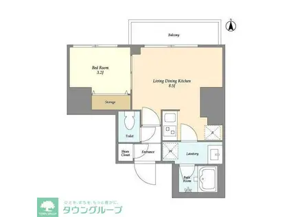 クラリティア西日暮里(1LDK/2階)の間取り写真