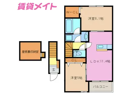 サイネリアI(2LDK/2階)の間取り写真