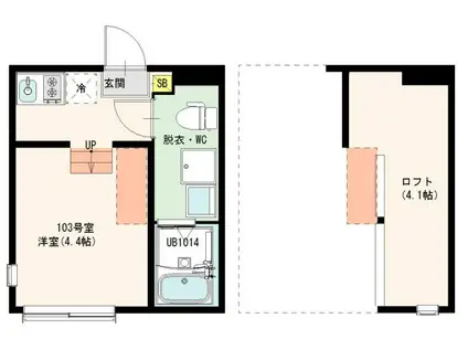 PARI BLISS(ワンルーム/1階)の間取り写真