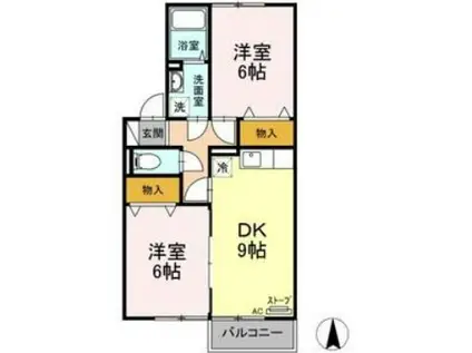 サニーコーポ(2DK/2階)の間取り写真