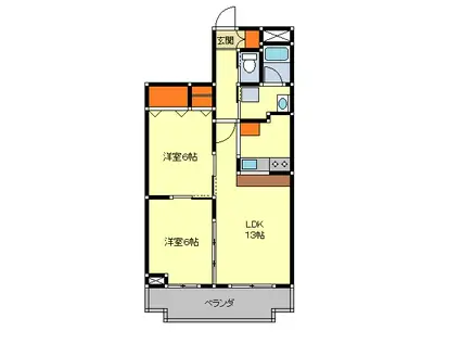 ヴェルアージュ小山(2LDK/5階)の間取り写真