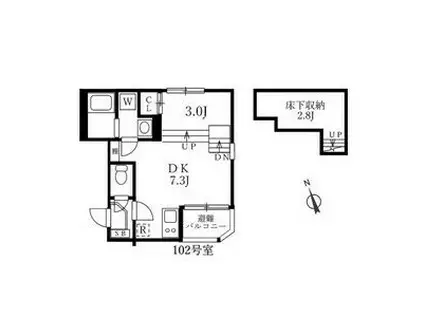 ハーモニーテラス新栄II(1DK/1階)の間取り写真