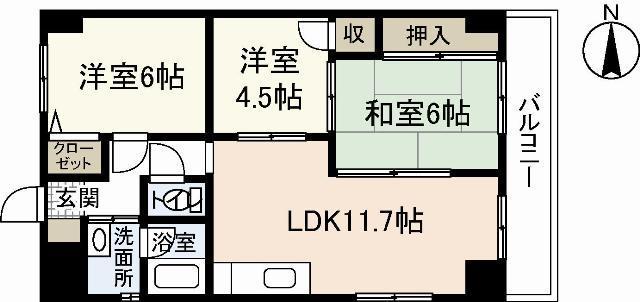 シャルマン財官II(3LDK/4階)の間取り写真