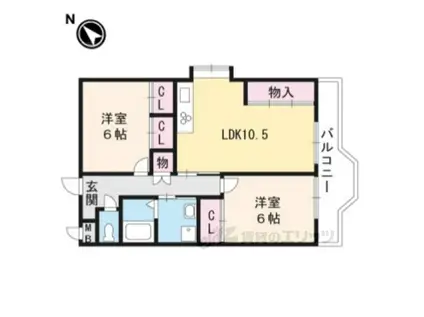 ロイヤルヒル守山(2LDK/4階)の間取り写真