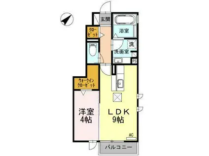 VILLAGE黒坂(1LDK/1階)の間取り写真