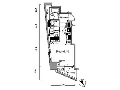 パークアクシス新板橋イースト(ワンルーム/4階)の間取り写真