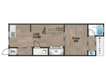 光陽マンション(1LDK/2階)の間取り写真