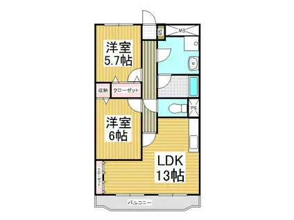 グレース塩の道(2LDK/1階)の間取り写真