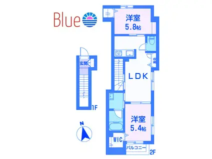 シュトラント茅ヶ崎(2LDK/2階)の間取り写真