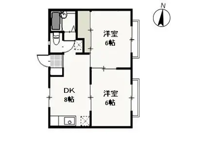 パークサイド学南(2DK/2階)の間取り写真