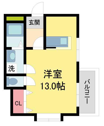 ローゼンハイムセブン(1K/4階)の間取り写真