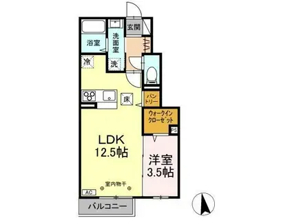 D-ROOM南二番町 C(1LDK/1階)の間取り写真
