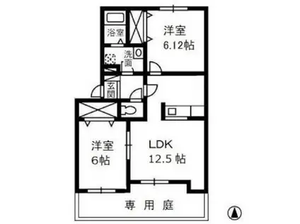 ルボア平喜A棟(2LDK/1階)の間取り写真