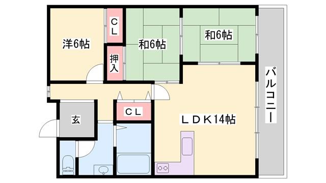 ハイツA&G(3LDK/8階)の間取り写真
