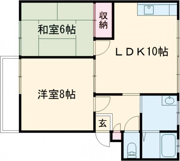 ファミール東本町B(2LDK/1階)の間取り写真