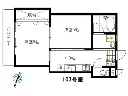 ファーストコート(2K/1階)の間取り写真
