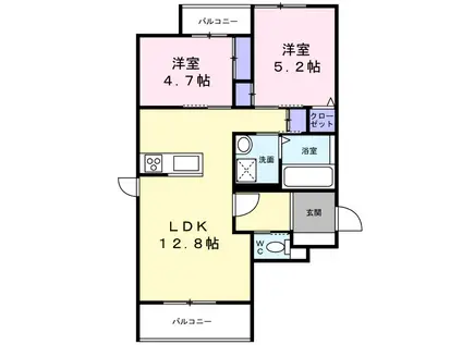 メゾン紬(2LDK/2階)の間取り写真