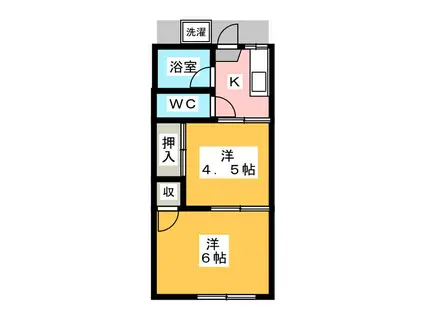 コーポ富士見野(2K/2階)の間取り写真