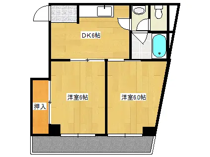 桧垣ビル(2LDK/5階)の間取り写真