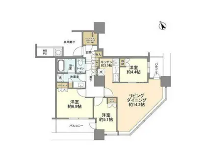 ザ・パークハウス西新宿タワー60(3LDK/31階)の間取り写真