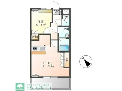 キャトルセゾン(1LDK/2階)の間取り写真